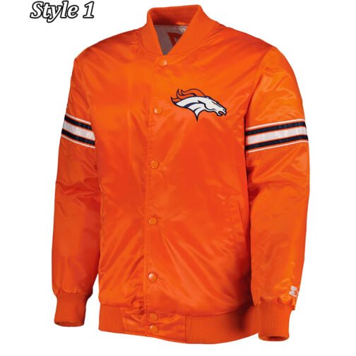 Denver Broncos Retro Bomber Orange Satin Jacket
