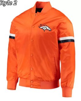 Denver Broncos Retro Bomber Orange Satin Jacket