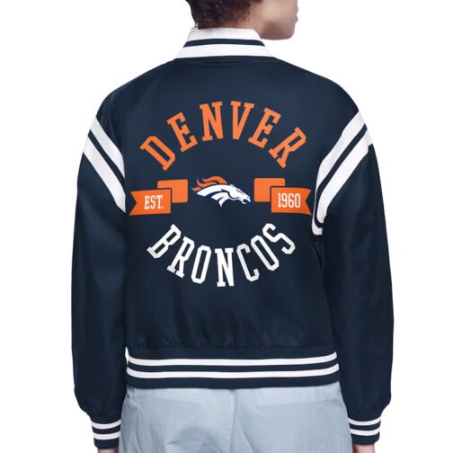 Denver Broncos Printed Logo Varsity Satin Jacket - Image 3
