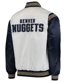 Denver Broncos Renegade White/Navy Varsity Satin Jacket