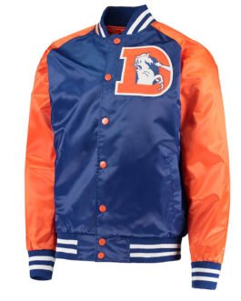 Denver Broncos Lead-Off Orange and Royal Blue Varsity Satin Jacket
