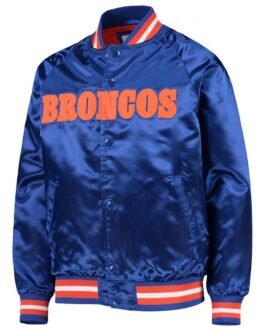 Bomber Denver Broncos Royal Blue Satin Jacket