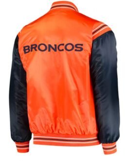 Denver Broncos Blue and Orange Varsity Satin Jacket