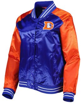 Team 2.0 Denver Broncos Orange and Blue Satin Jacket