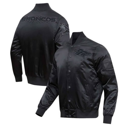 Denver Broncos Triple Black Satin Jacket - Image 3