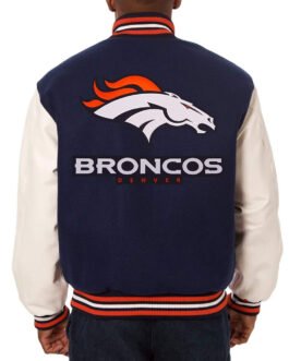 Navy/White Denver Broncos Two-Tone Varsity Jacket