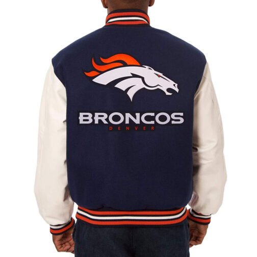Navy/White Denver Broncos Two-Tone Varsity Jacket - Image 2