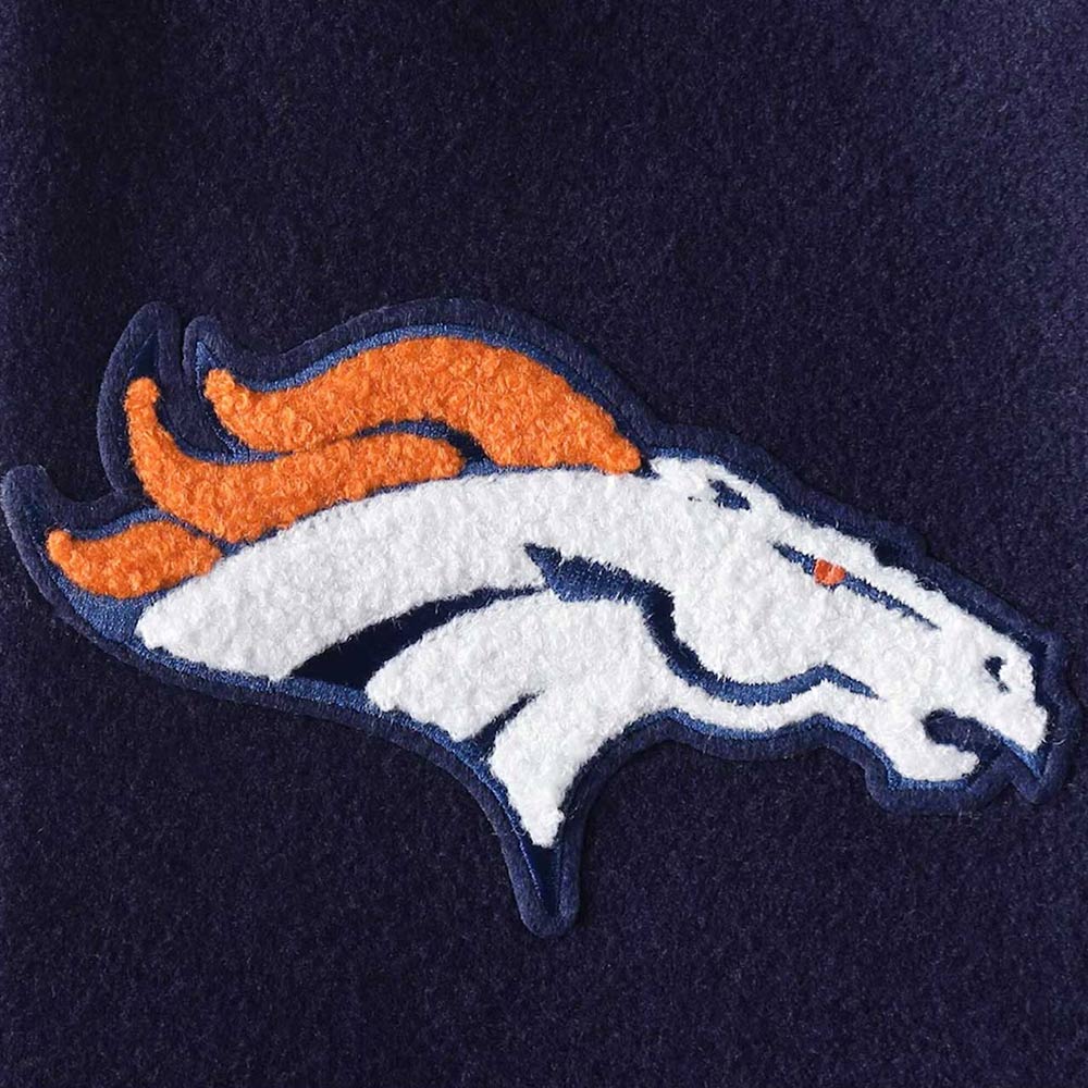 Denver Broncos Logo Navy and White Varsity Jacket - Image 4