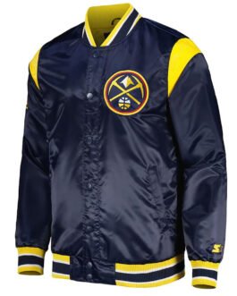 Denver Nuggets Force Play Navy Varsity Satin Jacket