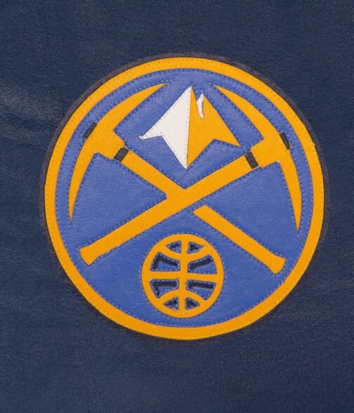 Varsity Denver Nuggets Navy Blue Leather Jacket - Image 3