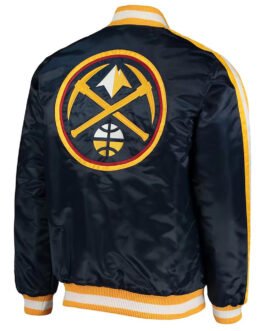 Denver Nuggets Offensive Navy Varsity Satin Jacket
