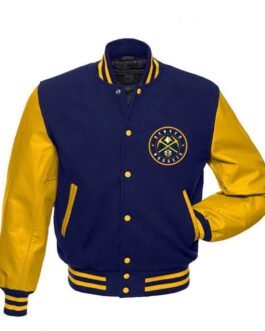 Denver Nuggets NBA Blue and Yellow Varsity Jacket