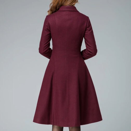 Women’s Designer Retro Maroon Coat - Image 2