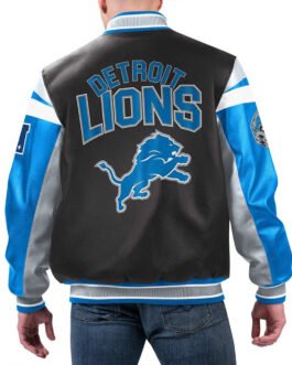 Detroit Lions Black Varsity Full-Zip Leather Jacket