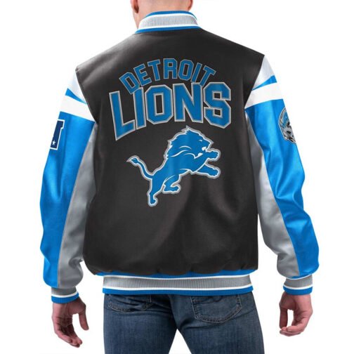 Detroit Lions Black Varsity Full-Zip Leather Jacket - Image 2