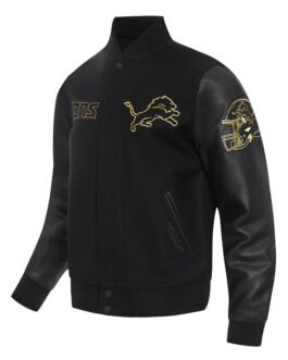 Detroit Lions Full-Zip Black Varsity Jacket