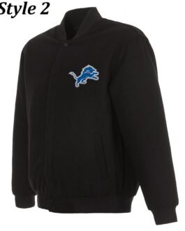 Varsity Detroit Lions Embroidered Black Wool Jacket