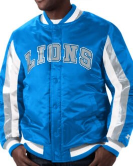 Detroit Lions Blue Stripe Satin Jacket