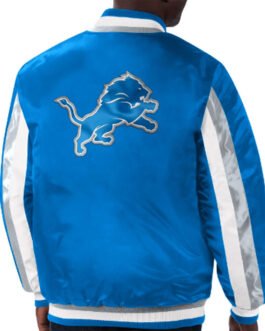 Detroit Lions Blue Stripe Satin Jacket