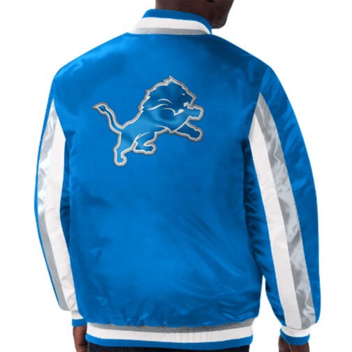 Detroit Lions Blue Stripe Satin Jacket - Image 2