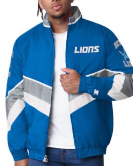 Detroit Lions Captain Royal Varsity Satin Jacket