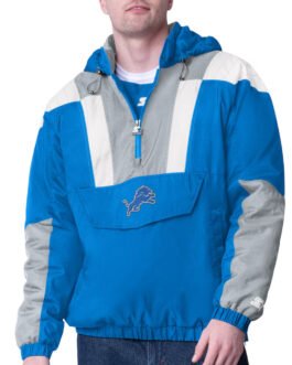 Blue Detroit Lions Charger Half-Zip Pullover Jacket