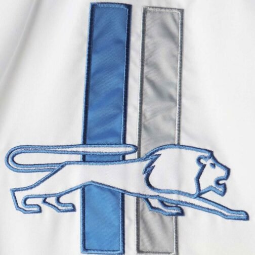 White/Blue Detroit Lions Clean Up Throwback Satin Jacket - Image 4