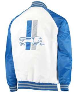 White/Blue Detroit Lions Clean Up Throwback Satin Jacket