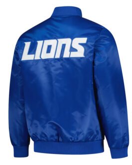 Detroit Lions Exclusive Blue Varsity Satin Jacket