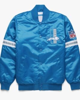 Detroit Lions Bomber Satin Light Blue Jacket