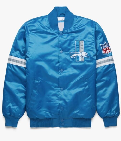 Detroit Lions Bomber Satin Light Blue Jacket