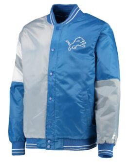 Detroit Lions Leader Varsity Satin Blue/Gray Full-Snap Jacket