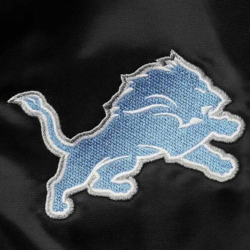 Detroit Lions Locker Room Black Satin Jacket - Image 4
