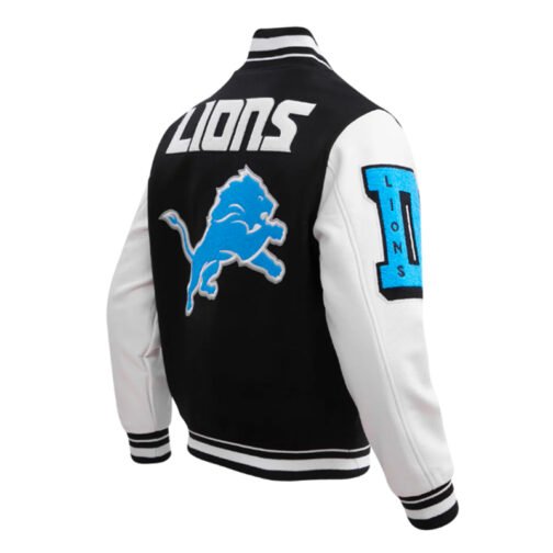 Detroit Lions Mashup Rib Varsity Wool/Leather Jacket - Image 4