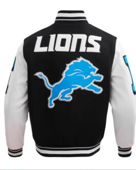 Detroit Lions Mashup Rib Varsity Wool/Leather Jacket