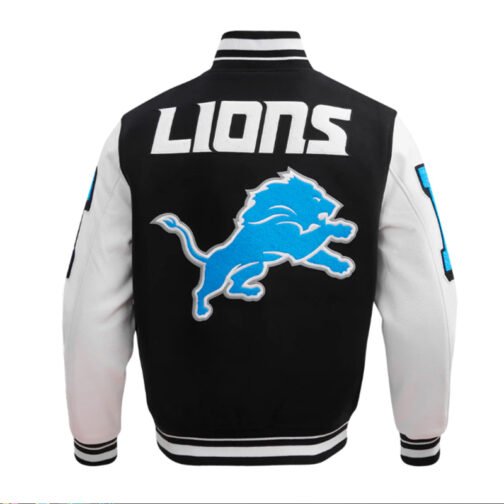 Detroit Lions Mashup Rib Varsity Wool/Leather Jacket - Image 2