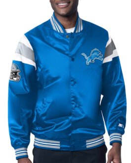Detroit Lions Midweight Blue Satin Jacket