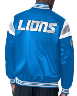 Detroit Lions Midweight Blue Satin Jacket