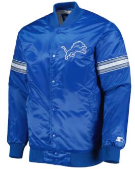 The Pick and Roll Detroit Lions Blue Full-Snap Satin Jacket
