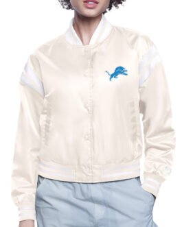 Detroit Lions Printed Logo Varsity Satin Jacket