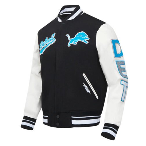 Script Tail Detroit Lions Classic Rib Varsity Jacket - Image 5