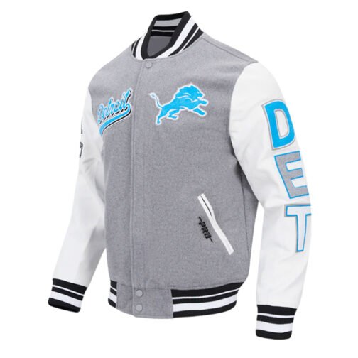 Script Tail Detroit Lions Classic Rib Varsity Jacket - Image 6