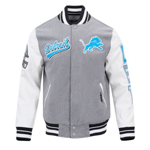 Script Tail Detroit Lions Classic Rib Varsity Jacket - Image 2