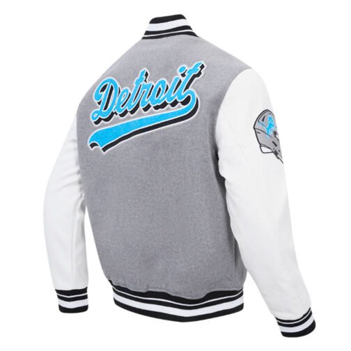 Script Tail Detroit Lions Classic Rib Varsity Jacket - Image 8