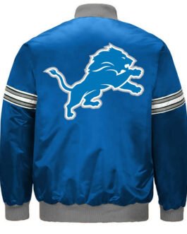 Detroit Lions Striped Blue Satin Jacket