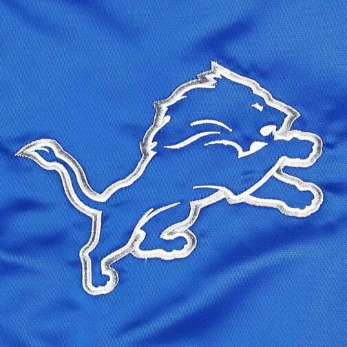 The Pick and Roll Detroit Lions Blue Full-Snap Satin Jacket - Image 6