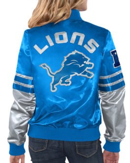Detroit Lions Tie Breaker Blue Satin Jacket