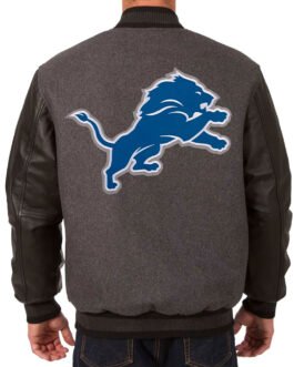 Detroit Lions Varsity Black and Charcoal Jacket