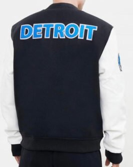 Detroit Lions Letterman Varsity Black and White Jacket