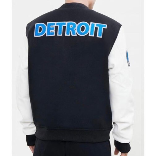 Detroit Lions Letterman Varsity Black and White Jacket - Image 2